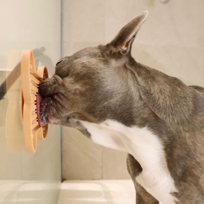 Tapis de léchage "os" silicone pour chien - jaune 9