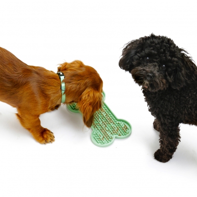 Tapis de léchage "os" silicone pour chien - vert 5