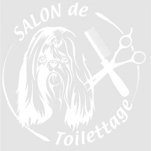 Autocollant macaron pour salon diam. 40cm tête Shih-Tzu