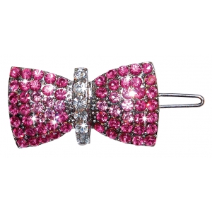 Barrette nœud strass rose et blanc Pink Lilly 4cm