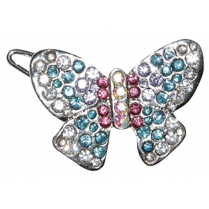Barrette papillon strass multicolores 2,9cm