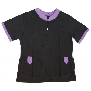 Blouse de toilettage Mixte avec poches Noir / Violet - collection SINGAPOUR