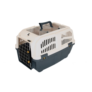 Cage de transport pour chien et chat SKUDO OPEN grise