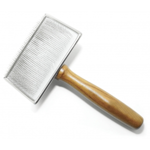 Carde pour chiens - picots souples et manche en bois - très grand modèle