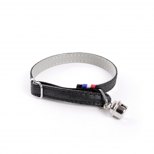 Collier cuir Irisé Chat - Noir