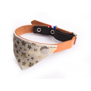 Miami Cat leather collar - Gold Orange