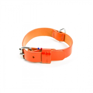 Orange leather dog Collar right
