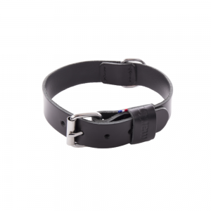 Black leather dog Collar right - cut franc stung