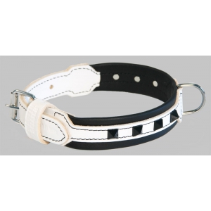 Black and white leather dog collar - Montana