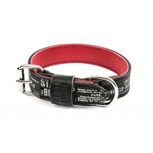 Grey leather dog collar - Boston