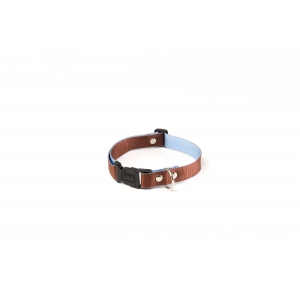Dog collar - nylon blue & brown