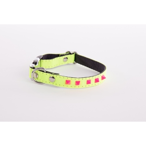 Dog fluo color collar - nylon yellow & pink