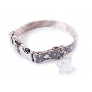 Dog collar - nylon brown peas - 1,5 x 23 à 33 cm 