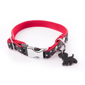 Dog collar - nylon black peas - 1,5 x 23 à 33 cm 