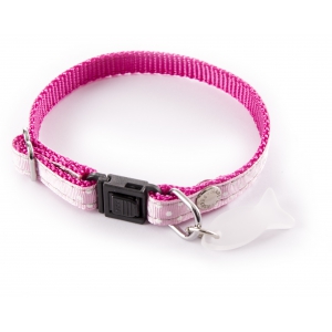 Collier réglable pour chat - Pois - rose