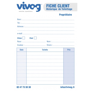 Fiches clients pour salon de toilettage - par 100
