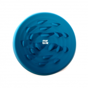 Gamelle "Anti-Glouton" bleu en silicone pour chien et chat - 300mL