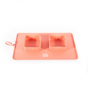 Gamelle double pliable silicone pour chien et chat - rose