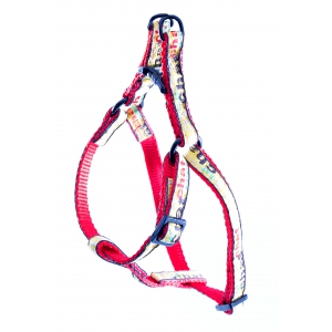 Step in harness for cat - cat pattern - red