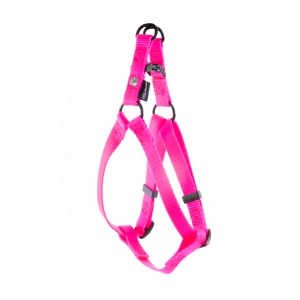 Harnais baudrier pour chien en nylon Rose Fluo