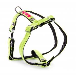 Dog color fluo harness - nylon yellow & pink