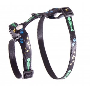 Harness for cat - Fish & Star - black
