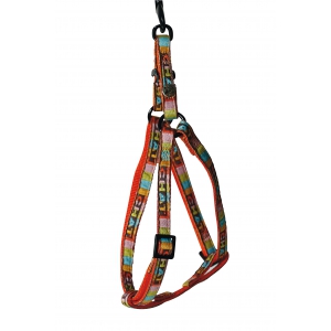 Adjustable harness cat - cat pattern - orange
