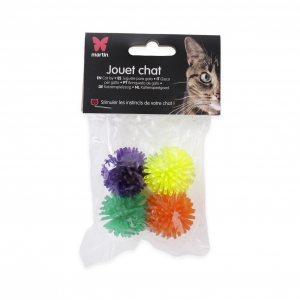 Jouet pour chat - 4 balles hérisson - 3,5 cm 