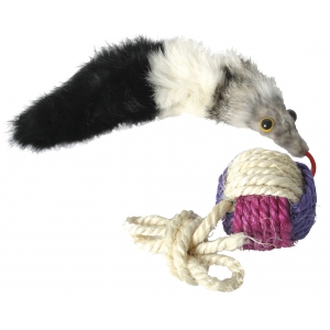 Cat Toy - Sisal ball and fur