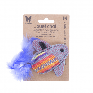 Cat toy - Blue flying fish - ethnic fabric