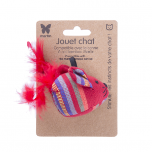 Jouet pour chat - Souris rouge  - tissu ethnique