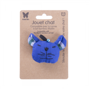 Jouet pour chat - Tête de chat bleu - tissu ethnique
