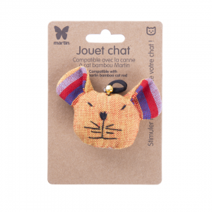 Jouet pour chat - Tête de chat jaune - tissu ethnique