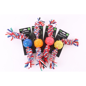 Jouet pour petits chien et chiots -Lot de 4 cordes + balles