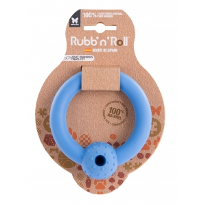 Jouet Rubb'n'Roll spécial friandise - anneau bleu - 10,5 cm