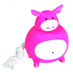 Dog toy in vinyl and rope - ping 11,5 cm 