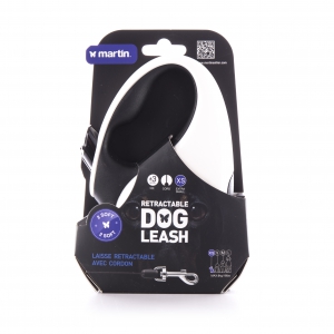 Retractable Dog Leash "2 SOFT" with cord - Black