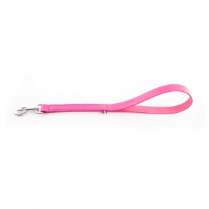 Laisse courte en cuir rose - L.50 x l.2.5 cm