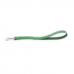 Laisse courte en cuir vert - L.50 x l.2.5 cm