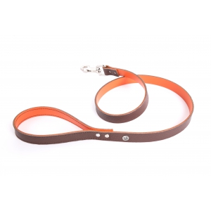 Allure leash in Brown/Orange leather - L.100 x W.1,9 cm