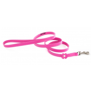 Fuchsia leather dog lead - leather fancy leatherwork clover