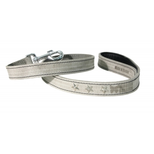 Lead in greay and black leather dog - Montana