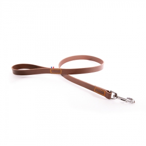 Brown leather lead for dog - cut stung franc