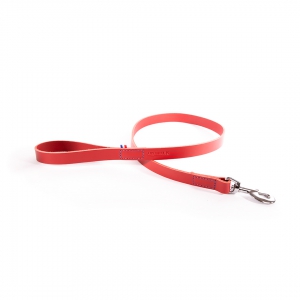 Red leather lead for dog - cut stung franc