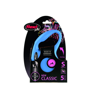 Laisse enrouleur pour chien - Flexi - new classic cordon bleu - Taille S - Longueur 5m
