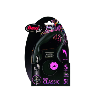Laisse enrouleur pour chien - Flexi - new classic cordon noir - Taille S - Longueur 5m