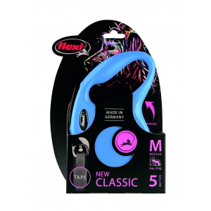 Laisse enrouleur pour chien - Flexi - new classic sangle bleu