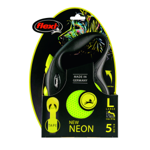 Laisse enrouleur pour chien - Flexi - pour chien  Neon - Taille L - pour chien jusqu'à 50kg - sangle de 5m de longueur