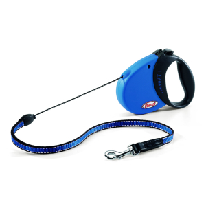 Laisse enrouleur pour chien - Flexi - vario cordon bleu pour chien - Taille S - pour chien jusqu'à 12kg - Longueur 5m