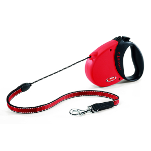 Laisse enrouleur pour chien - Flexi - vario cordon rouge pour chien - Taille M - pour chien jusqu'à 20kg - Longueur 5m